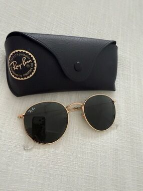 Ray-Ban Gold Frame Sunglasses with Black Lenses